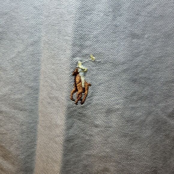 Polo Ralph Lauren Button Down Droptail Shirt Men's 17-36 Blue Flesh Color Horse - Picture 4 of 5